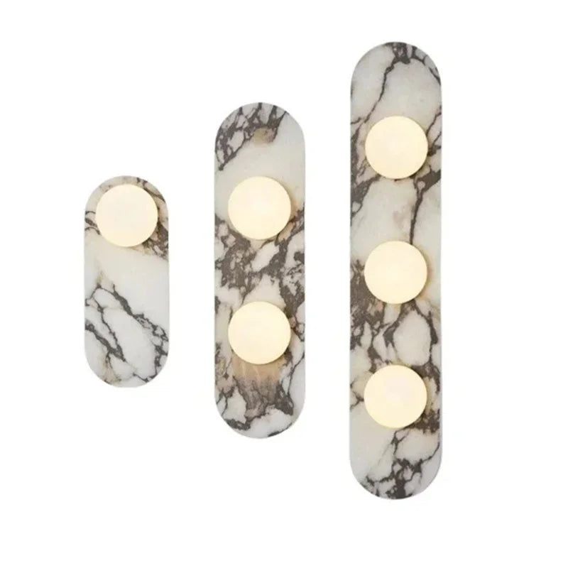 Luxury Natural Marble Wall Lamp LED Natural Stone Bedside Light White Glass Lampshade for Home Living Room Bathroom Aisle Hallwa
