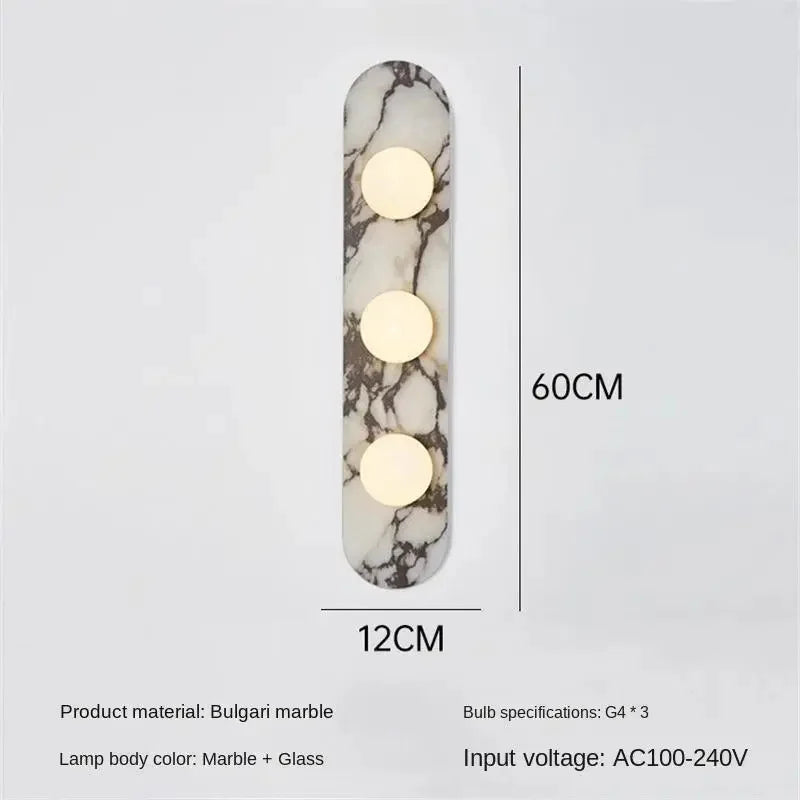 Luxury Natural Marble Wall Lamp LED Natural Stone Bedside Light White Glass Lampshade for Home Living Room Bathroom Aisle Hallwa