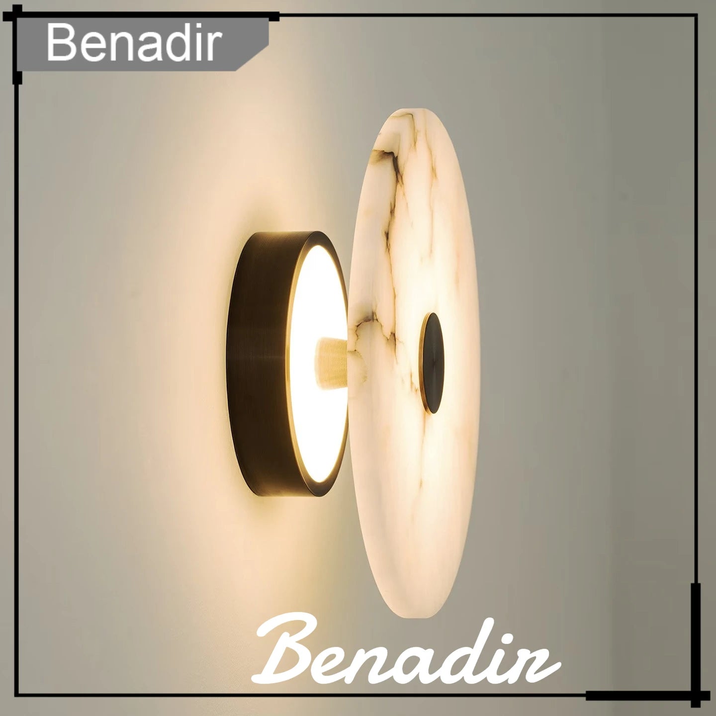 Spanish Marble Wall Lamp Minimalist Round Natural Stone Bedside Wall Light for Foyer Bedroom Home Decor