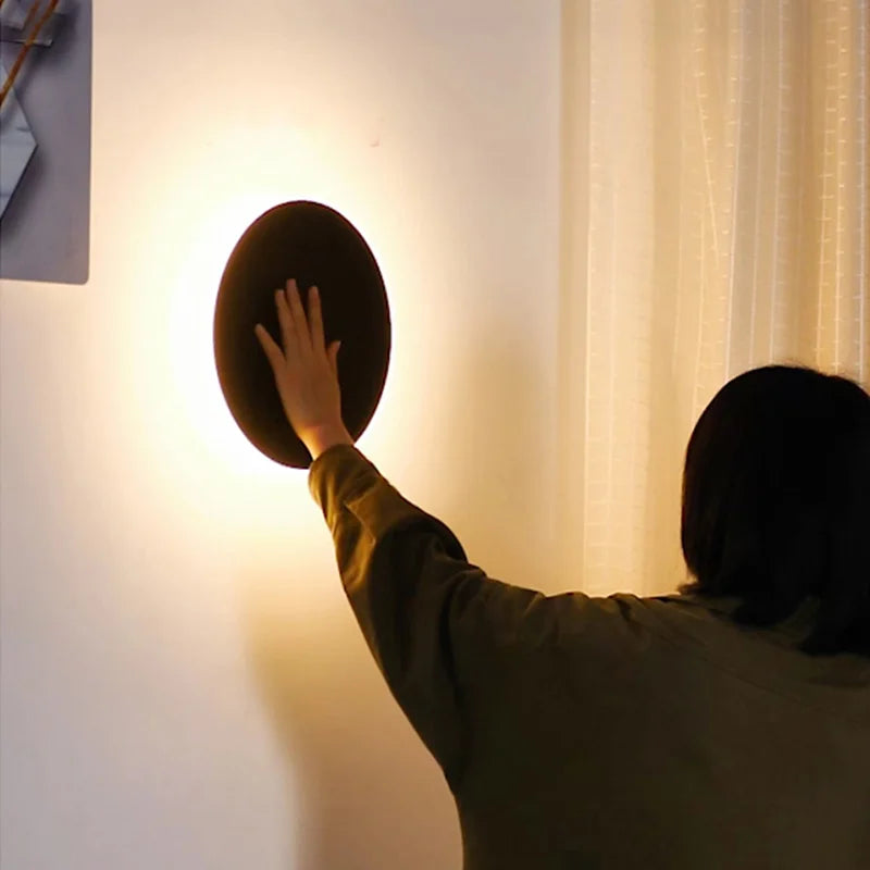 Round Wall Light Sensor Simple Bedroom Bedside Btaircase Corridor Porch Aisle Lamp Touch Dimming Lamps LED Human Body Induction