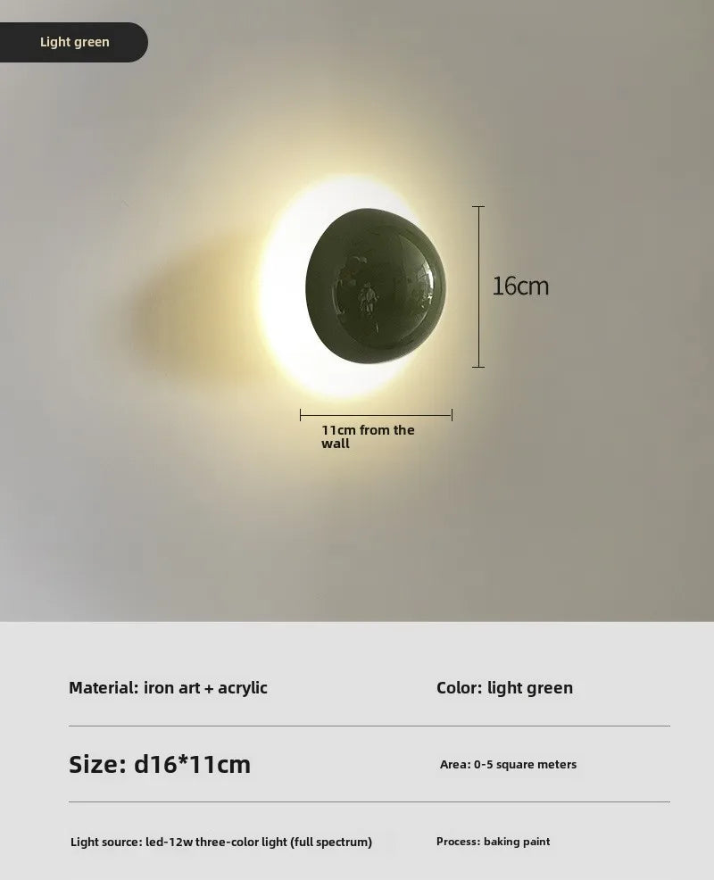 Modern Led Wall Lamp Red Round Metal Wall Lights for Bedroom Living Room Corridor Ceiling Lamp Designer Cream Decorative Room