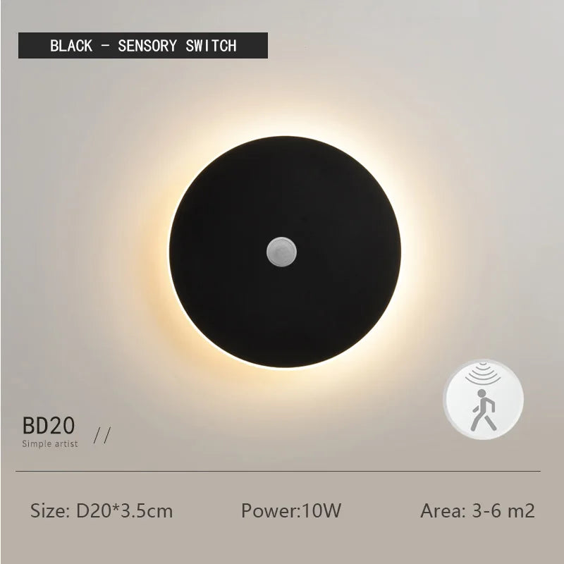 Round Wall Light Sensor Simple Bedroom Bedside Btaircase Corridor Porch Aisle Lamp Touch Dimming Lamps LED Human Body Induction
