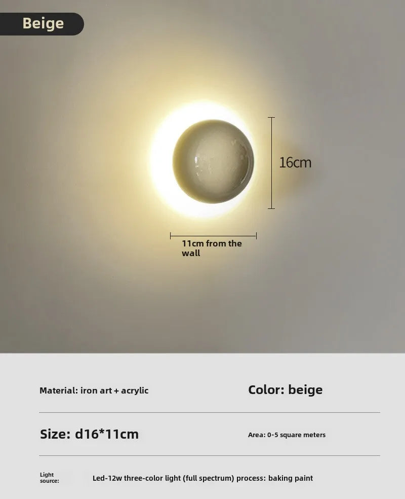 Modern Led Wall Lamp Red Round Metal Wall Lights for Bedroom Living Room Corridor Ceiling Lamp Designer Cream Decorative Room