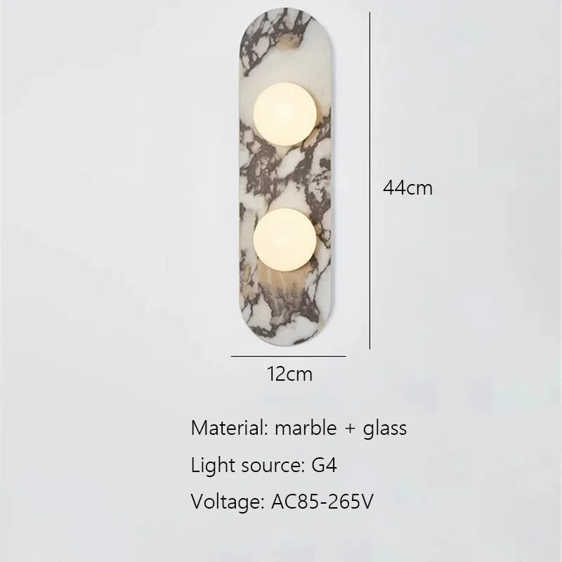 Luxury Natural Marble Wall Lamp LED Natural Stone Bedside Light White Glass Lampshade for Home Living Room Bathroom Aisle Hallwa