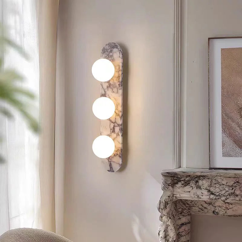 Luxury Natural Marble Wall Lamp LED Natural Stone Bedside Light White Glass Lampshade for Home Living Room Bathroom Aisle Hallwa