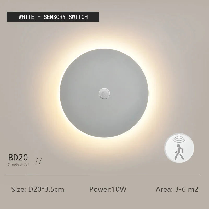 Round Wall Light Sensor Simple Bedroom Bedside Btaircase Corridor Porch Aisle Lamp Touch Dimming Lamps LED Human Body Induction